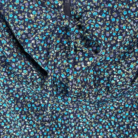 Y2K Vintage 90s Ditsy Floral Spaghetti Strap Slip Dress Blue Tie Empire Waist 9 - Picture 4 of 12